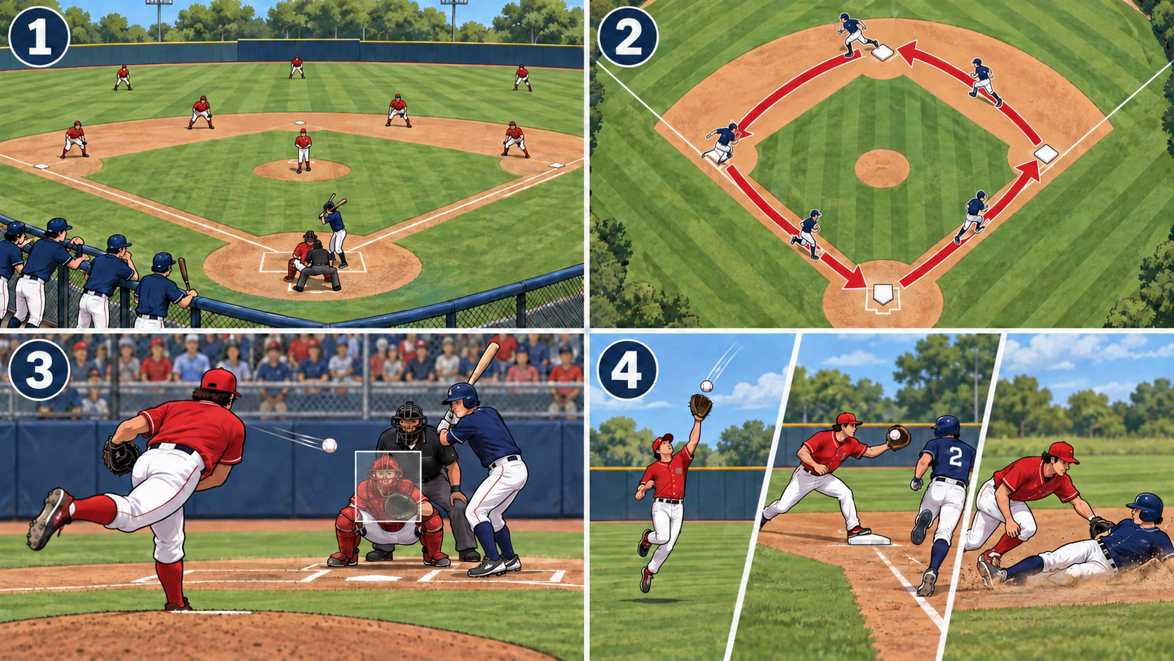 Baseball einfach erklärt: neun Feldspieler, richtige Laufrichtung, Pitcher gegen Batter und drei Möglichkeiten für ein Out